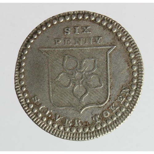 1003 - Token, 19thC: Leicestershire County silver sixpence 1811, Leics #7, VF