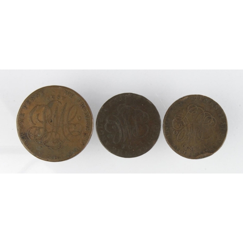 1010 - Tokens, 18thC (3): A Druid Head Penny of Anglesey 1787 Fine, along with two similar Halfpennies 1789... 