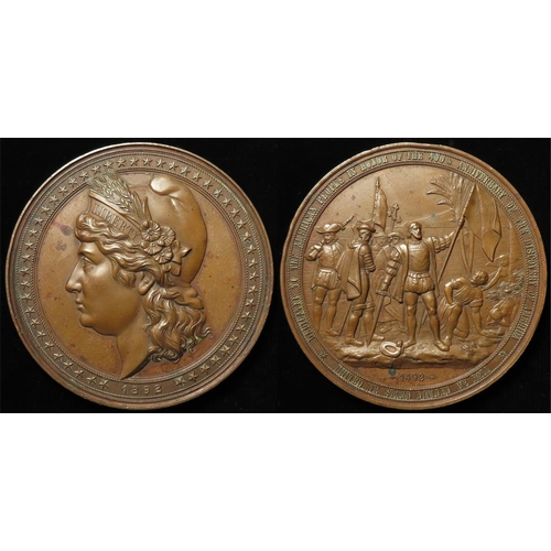 1019 - USA Commemorative Medal, bronze d.89mm: Columbian Exposition Medal 1892. Obv: Head of Liberty facing... 