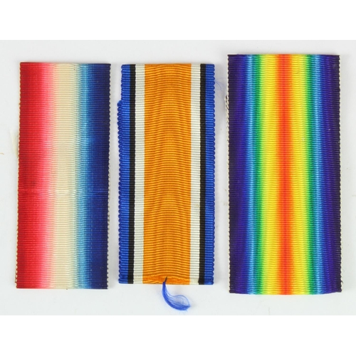 1026 - 1914 Star, Victory & War medal unused full length medal ribbons.