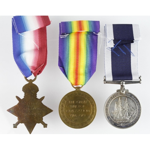 1028 - 1915 Star & Victory Medal to K.27184 W J Fleming STO.2.RN, and Naval LSGC Medal GV (K.27184 W J Flem... 