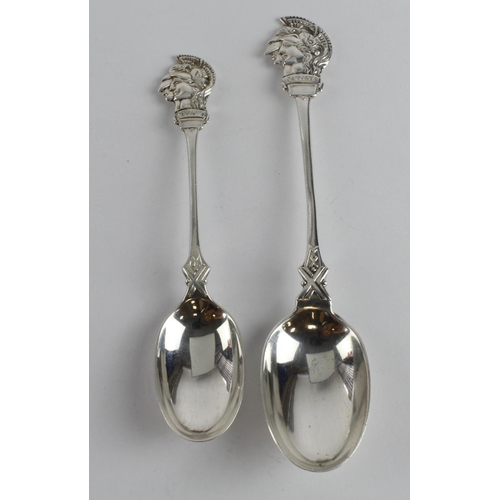 1068 - Artists Rifles (28th Bn. London Regt.) silver spoons (2) - different sizes. Smaller spoon is inscrib... 