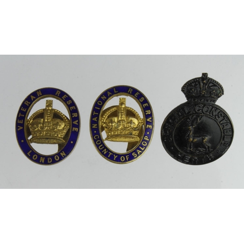1084 - Badges - Herts Special Constabulary converted lapel badge. Veteran Reserve London. National Reserve ... 