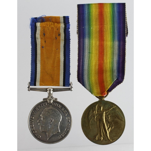 1129 - BWM & Victory Medal to 266113 Pte W Elphick W.York Regt. Served with 1/6th. (2)