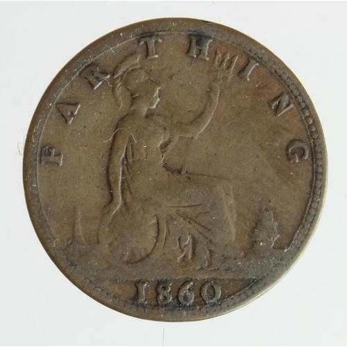 113 - Farthing 1860 TB/BB mule, Fair.