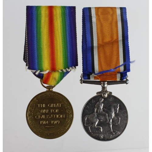 1130 - BWM & Victory Medal to 266337 Spr I G Livingstone RE. Lived Cheetham, Manchester. (2)