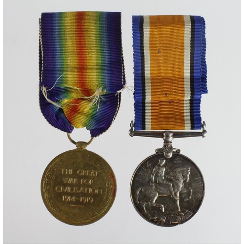 1131 - BWM & Victory Medal to 27476 Pte R Parkhouse S.Wales Borderers. Served 2nd Bn. (2)