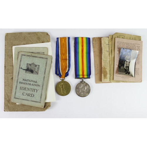 1136 - BWM & Victory Medal to M-319020 Pte C W Smith ASC. Plus various WW1 & WW2 paperwork, some related, s... 