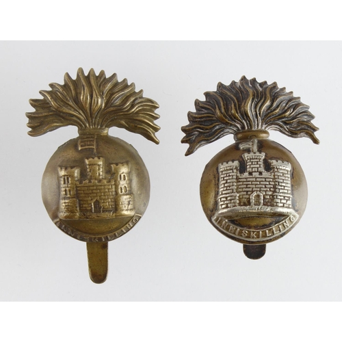 1150 - Cap badges - Inniskilling, one regular, the other an economy version made by F E Woodward B'ham (sli... 