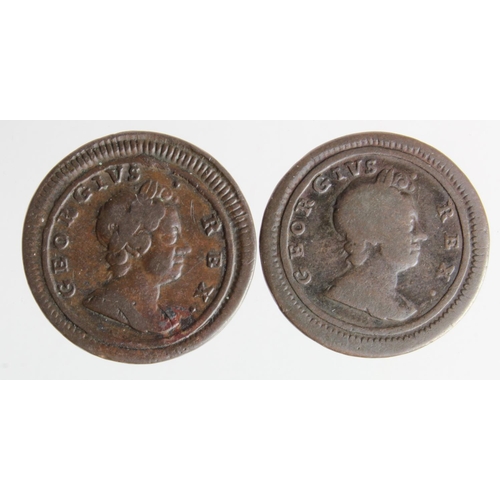 118 - Farthings (2) George I varieties: 1719 small letters, GF, and 1719 large letters nF