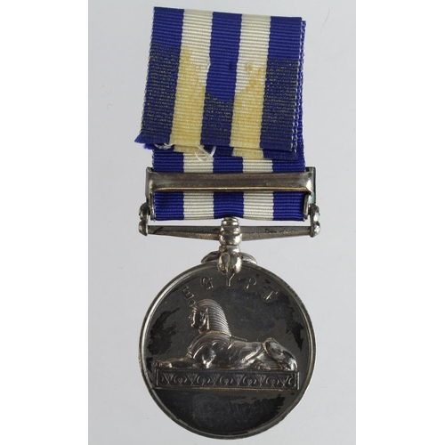 1181 - Egypt Medal 1882 undated with bar The Nile 1884-85, named (1945 Pte R R Baxter 20th Husrs). With res... 