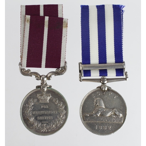 1187 - Egypt Medal dated 1882 with bar Tel-El-Kebir, named (2451 C.Sergt J. Turner. 2/C.Gds) with GV Merito... 