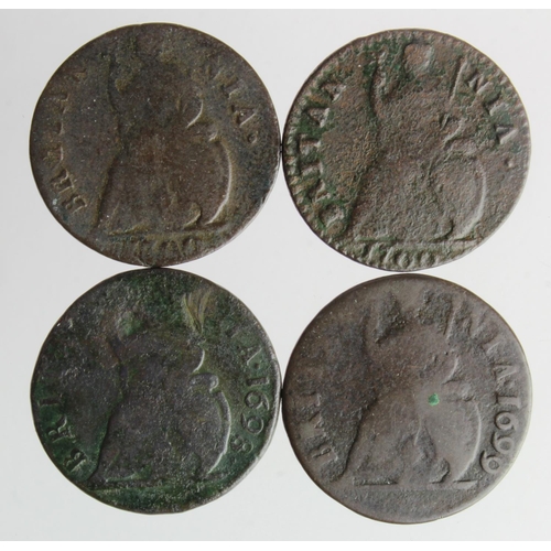 126 - Farthings (4) William III varieties: 1698 date in legend, S.3558, Peck 679, rare, VG, dent rev.; 169... 