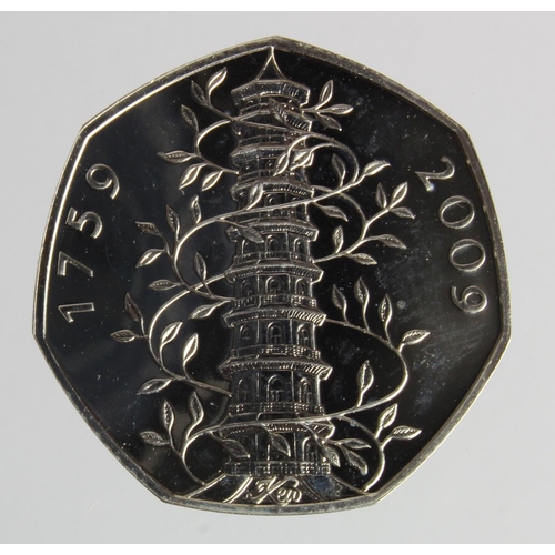 128 - Fifty Pence 2009 Kew Gardens, taken from a mint set, AU with light finger marks.