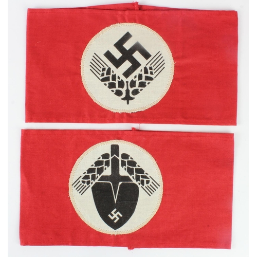 1356 - German Nazi RAD and Labour Corps arm bands.