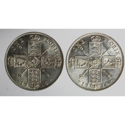 137 - Florins (2): 1915 EF, and 1916 nEF