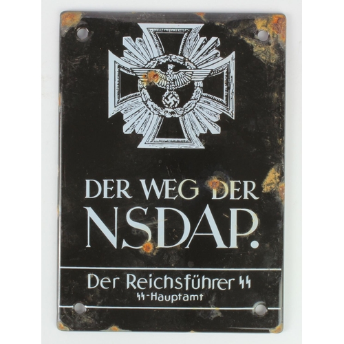 1378 - German NSDAP DER REICHFUHRER SS enamel plaque.