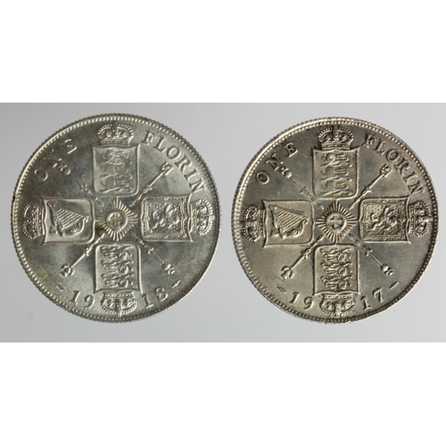 138 - Florins (2): 1917 aEF, and 1918 GEF, tone spot.