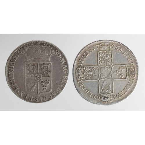 156 - Halfcrowns (2): 1689 Primo, first reverse, caul and interior frosted, with pearls, S.3434, Fine; alo... 