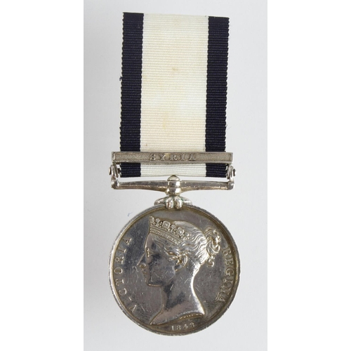 1587 - Naval General Service Medal 1847 with Syria clasp, engraved / renamed (Henry Owens) served BOY on HM... 