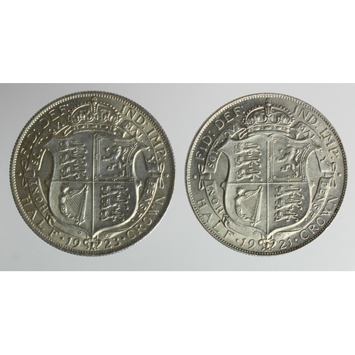 160 - Halfcrowns (2): 1921 nEF, and 1923 GEF