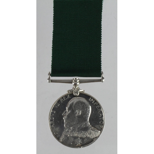 1657 - Royal Naval Reserve Long Service Medal EDVII named (81057 J W Morgan, Sea'n 1CL RNR).