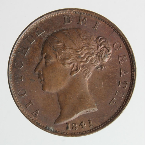 168 - Halfpenny 1841 trace lustre.