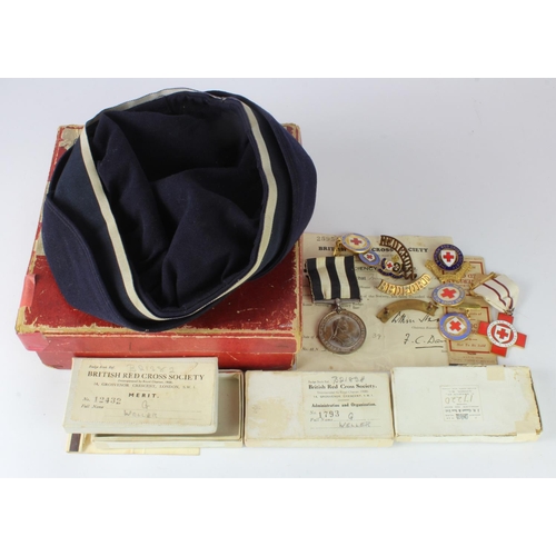 1793 - WW2 Red Cross Nurses medals, badges, photos, documents, hat to Nurse Gladys Weller in pre WW1 intere... 