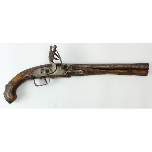 1861 - Eastern (Turkish ?) flintlock pistol, octagonal barrel 10.5