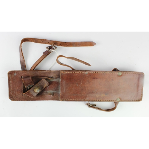 1869 - Fighting knife scabbard made of brown leather with two leg straps stamped at the top Bowney & Clark ... 