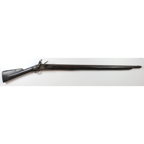 1886 - Flintlock trade Musket c1815, unmarked lock, with ring neck cock, handrail stock (some gouges). Miss... 