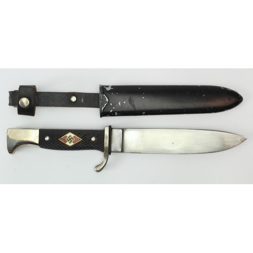 1893 - German Hitler Youth knife, plain blade, with scabbard.