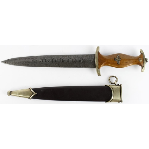 1904 - German Nazi SA Dagger with black painted scabbard. Blade maker marked 'RICH.ABR.HERDER Solingen'. Da... 