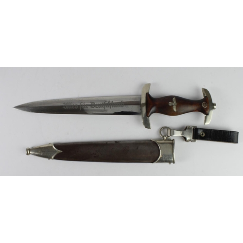 1906 - German Nazi SA Dagger with scabbard and hanger. Blade maker marked worn, but is identified as 'E.P. ... 