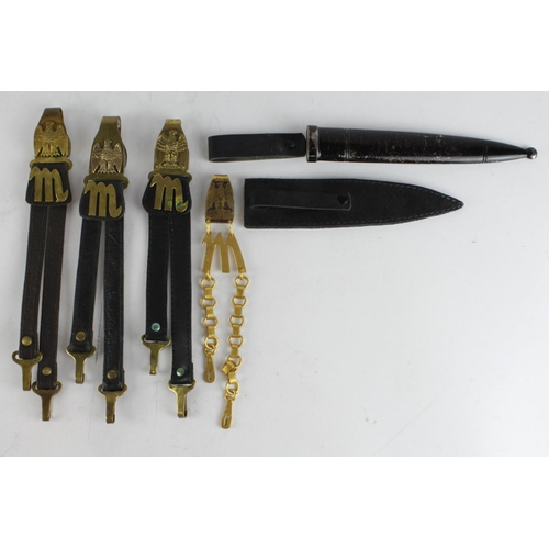 1940 - Italian WW2 Fascist dagger hangers, scabbards (6 items)