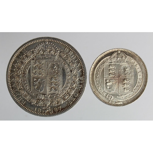 196 - Queen Victoria Jubilee Silver (2): Halfcrown 1887 EF, and Shilling 1887 AU.