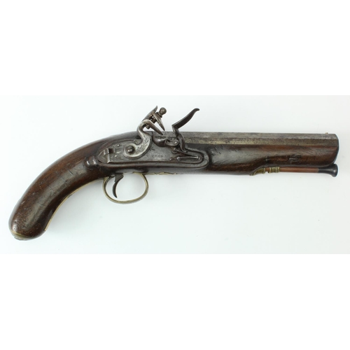 1968 - Overcoat flintlock pistol circa 1820. Octagonal barrel 7