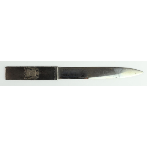 1969 - Paper knife, continental crest, unusual with small maker mark.
