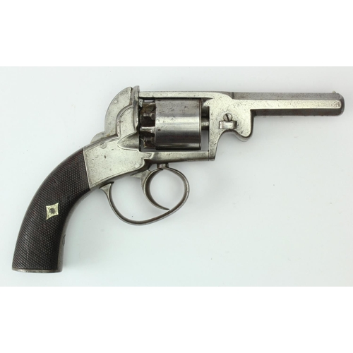 1972 - Percussion 5 shot closed frame pocket revolver circa 1850-60. English proofs, double action with spu... 