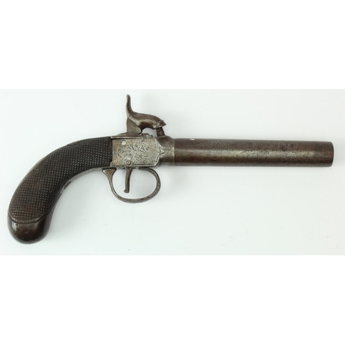 1975 - Percussion boxlock pocket pistol, circa 1830, British proof, turn off barrel 4