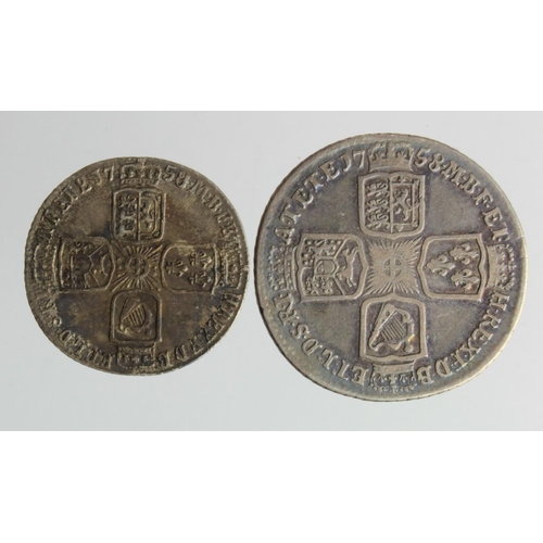 204 - Shilling & Sixpence 1758, aVF and VF