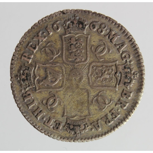 206 - Shilling 1668, second bust, S.3375, toned Fine, faint graffiti.