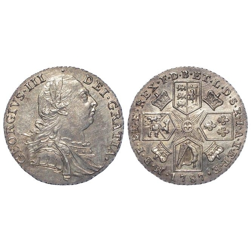 218 - Shilling 1787 with hearts, S.3746, aEF, light hairlines.