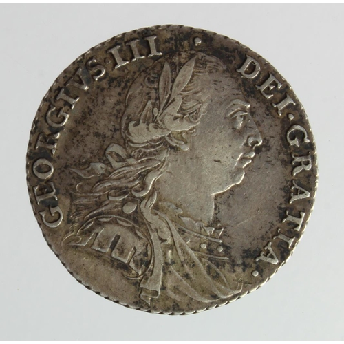 219 - Shilling 1787 with hearts, S.3746, toned GVF