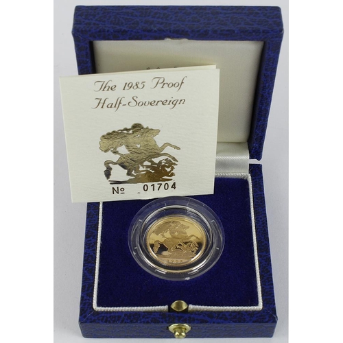 22 - Half Sovereign 1985 Proof FDC cased with cert.