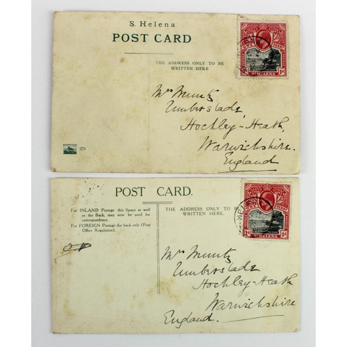 2237 - St Helena two KEVII era postally used local picture postcards (Jamestown and Sandy Bay) to UK.