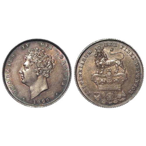 226 - Shilling 1826 lion, deep iridescent toned EF