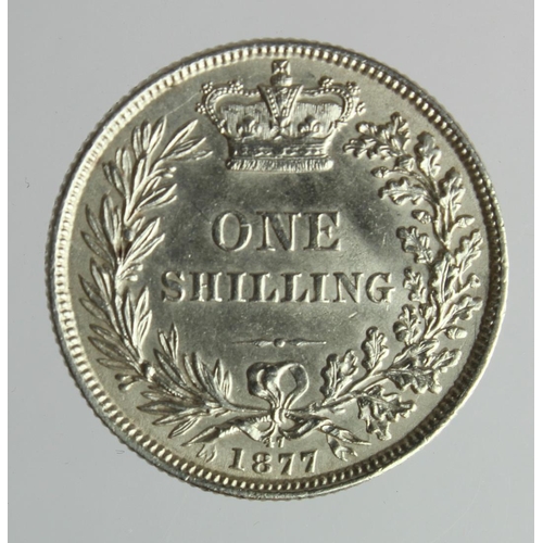 232 - Shilling 1877 dn 47, cleaned EF, small scratch.