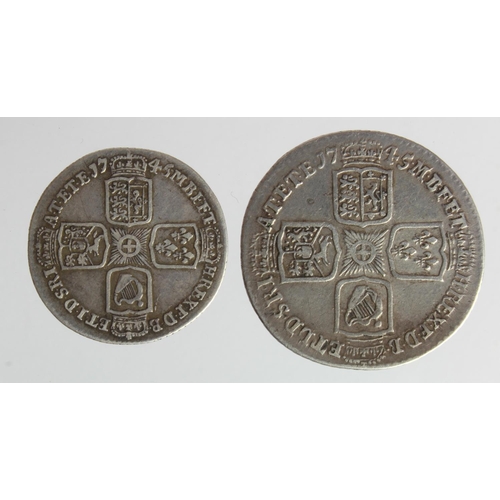 242 - Shilling and Sixpence 1745 LIMA, aVF and F