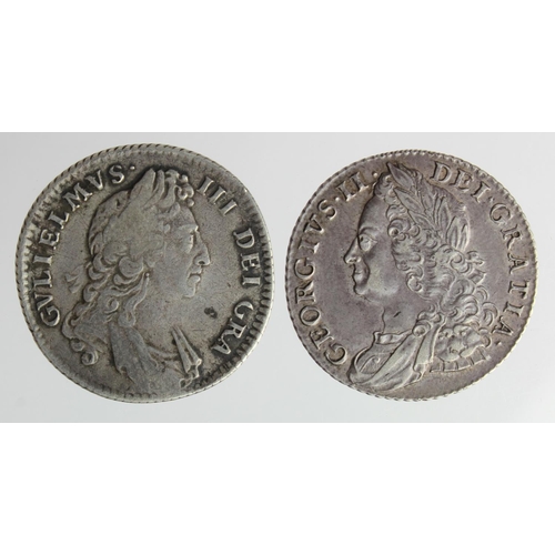 244 - Shillings (2): 1697 first bust, S.3497, Fine, and 1758, S.3704, toned GVF